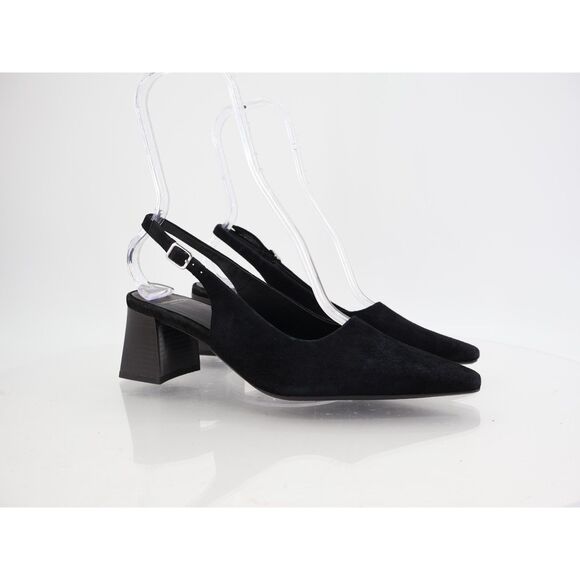 Vagabond Altea Slingback Pump Black Suede Leather Size 38 8 Pointed Block Heel - Picture 1 of 13